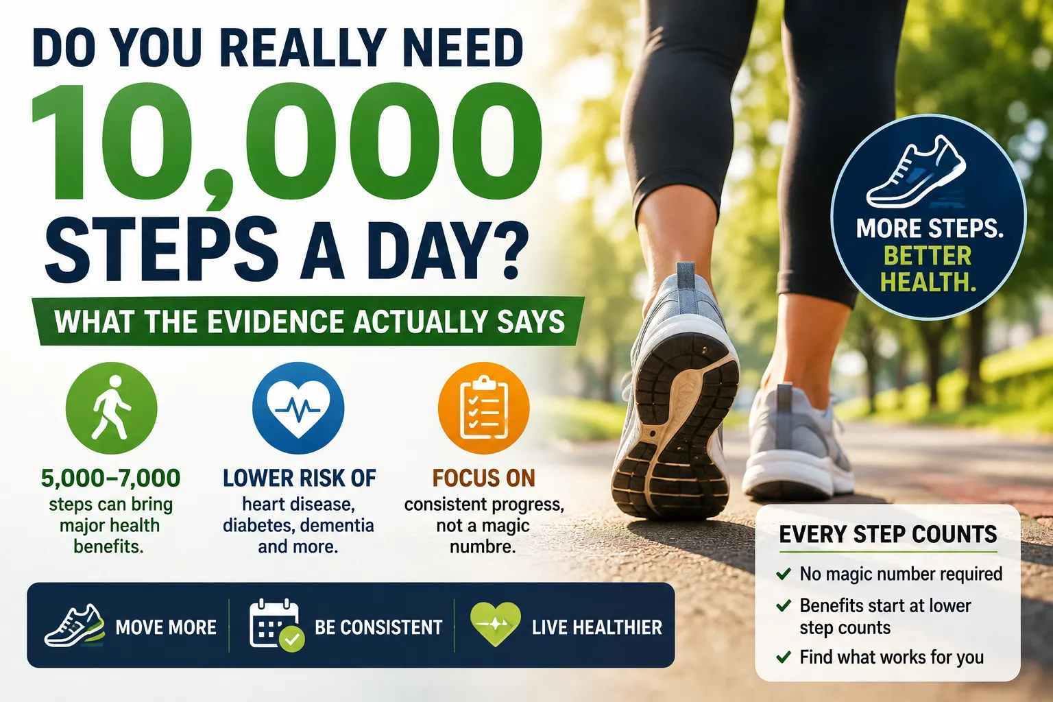 Do You Really Need 10,000 Steps a Day? What the Evidence Actually Says